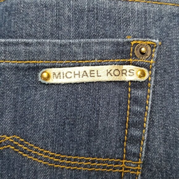 Michael Kors Jeans Womens 14 Blue Stretch Dark Wash Mid Rise Bootcut - Picture 10 of 16